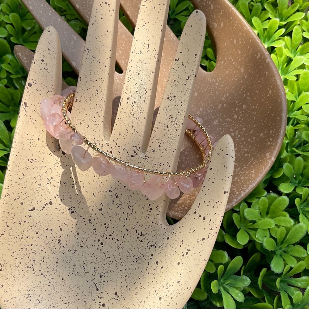 Natural Rose Quartz Cuff Bracelet